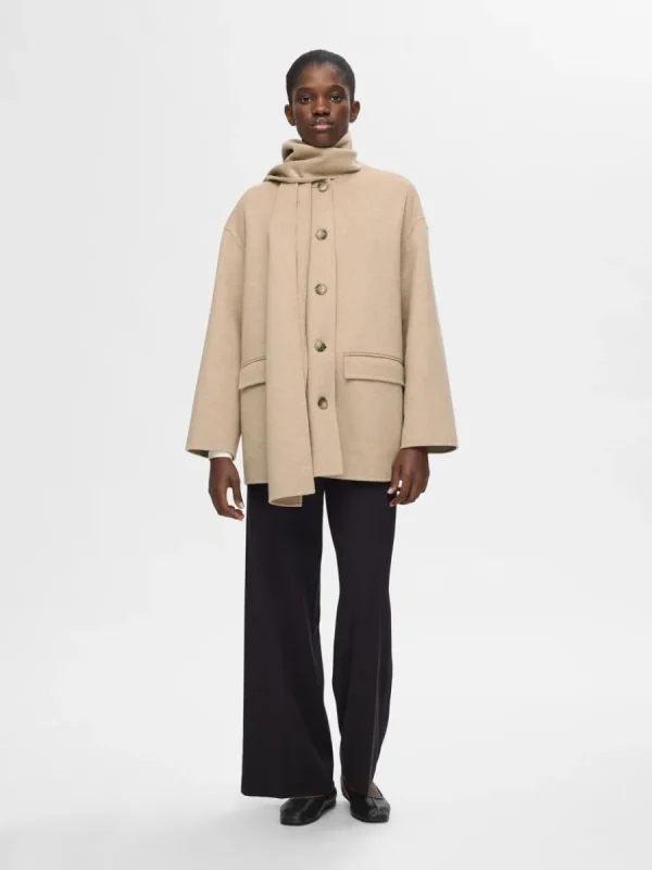 SELECTED INBYGGD HALSDUK JACKA Beige Fashion