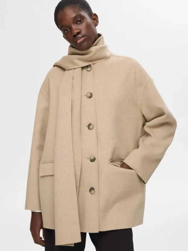 SELECTED INBYGGD HALSDUK JACKA Beige Fashion
