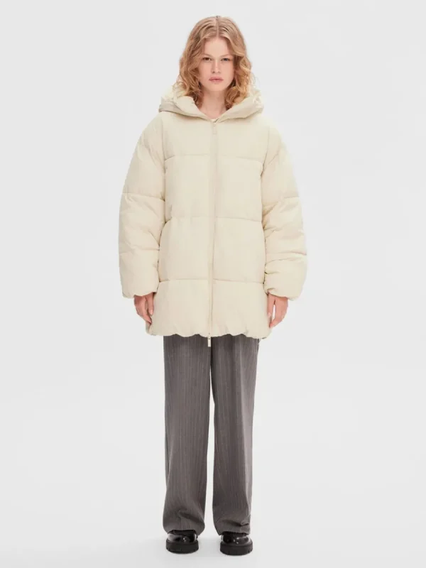 SELECTED JUSTERBAR PUFFERJACKA Beige Clearance