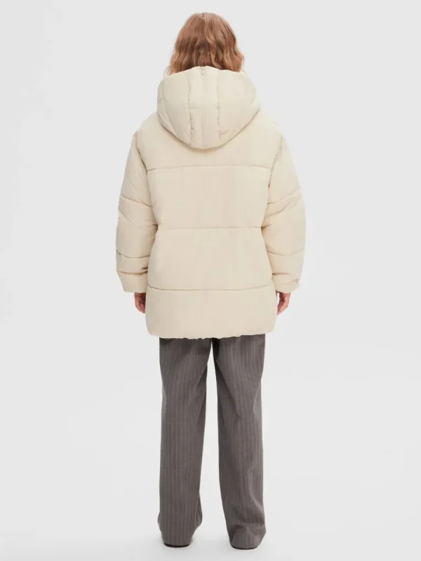 SELECTED JUSTERBAR PUFFERJACKA Beige Clearance