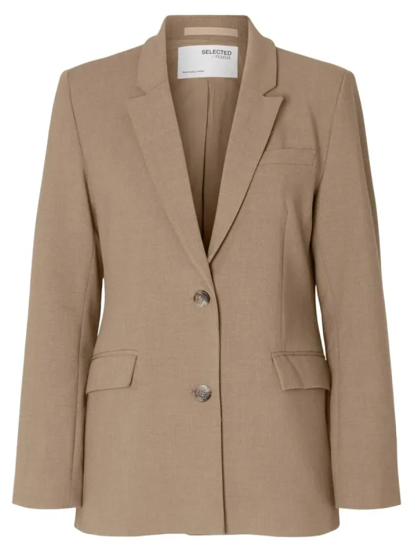 SELECTED KLASSISKA ENKELKNÄPPT KAVAJ Brown Clearance