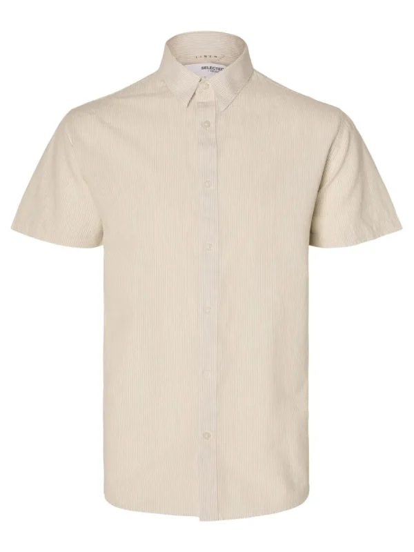 SELECTED KLASSISKA KORTÄRMAD SKJORTA Beige New