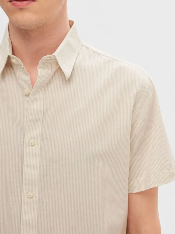 SELECTED KLASSISKA KORTÄRMAD SKJORTA Beige New