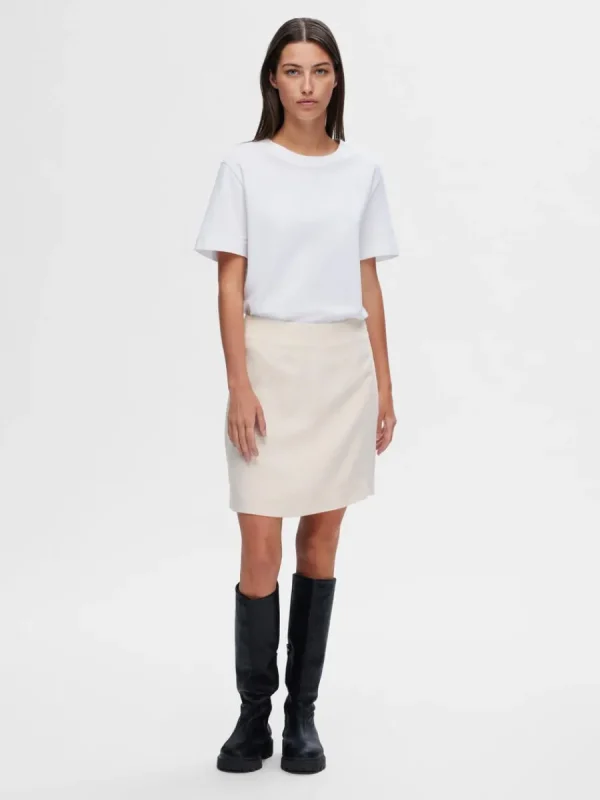SELECTED KLASSISKA MINIKJOL Beige Online