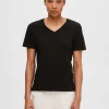 SELECTED KLASSISKA V-NECK T-SHIRT Black Store