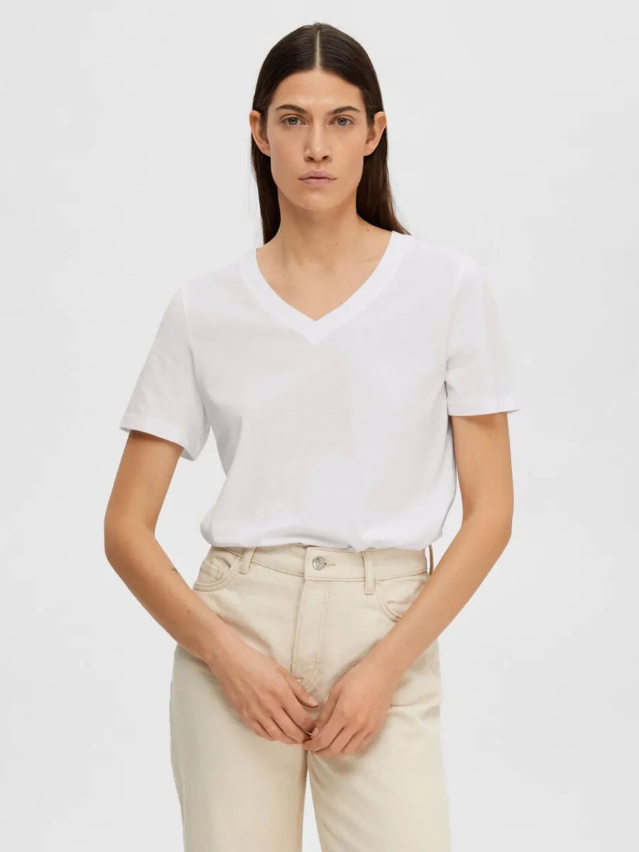 klassiska_vneck_tshirt_0.webp SELECTED KLASSISKA V-NECK T-SHIRT White Fashion