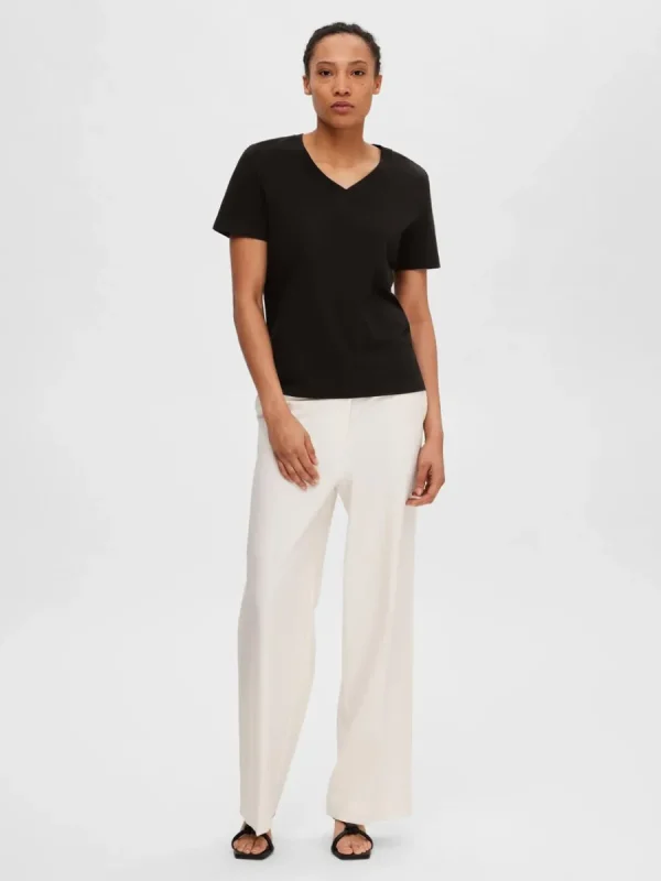 SELECTED KLASSISKA V-NECK T-SHIRT Black Store