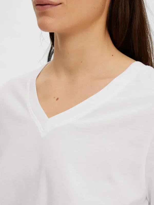 SELECTED KLASSISKA V-NECK T-SHIRT White Fashion