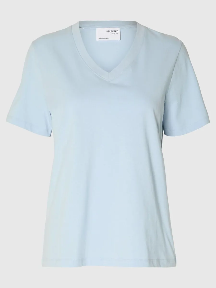klassiska_vneck_tshirt_5-2.webp SELECTED KLASSISKA V-NECK T-SHIRT Blue Hot