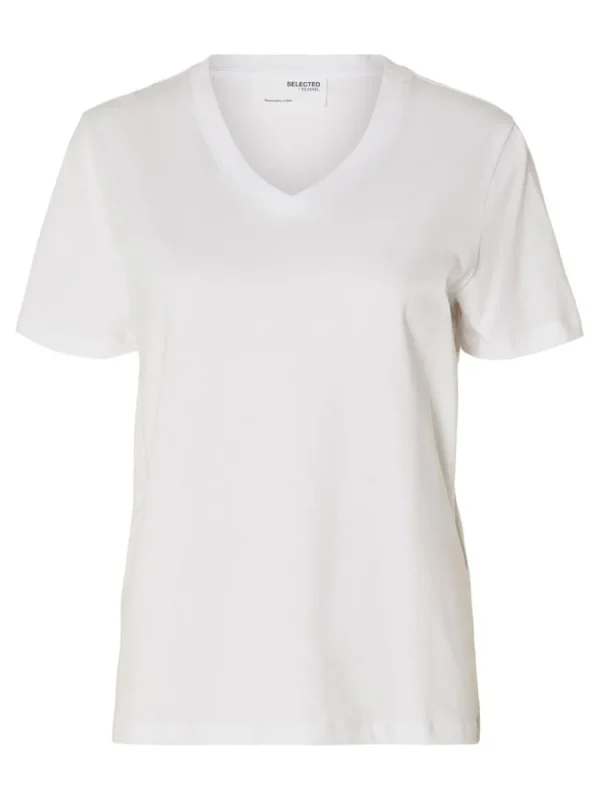 SELECTED KLASSISKA V-NECK T-SHIRT White Fashion