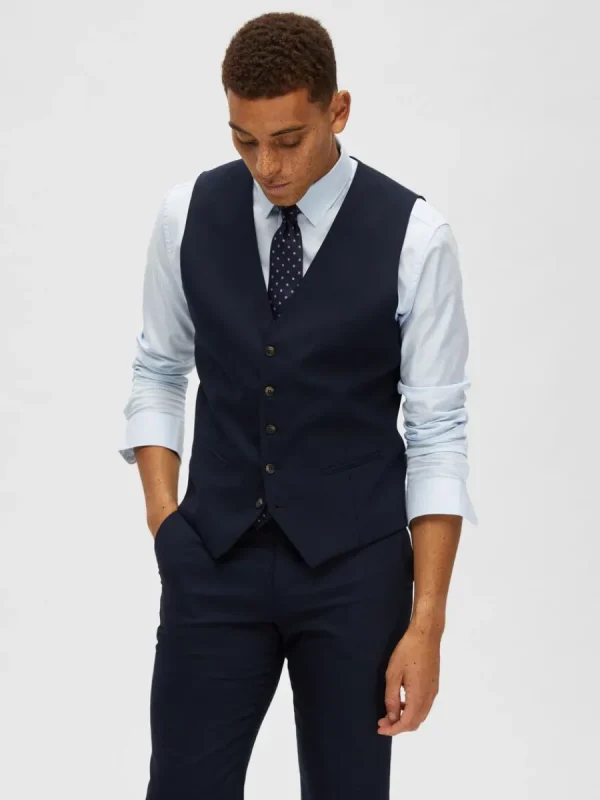 SELECTED KLASSISKA VÄST Blue Sale