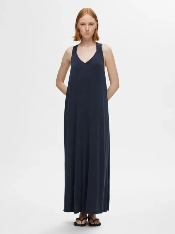 SELECTED KNUTPRYDD MIDIKLÄNNING Blue Fashion
