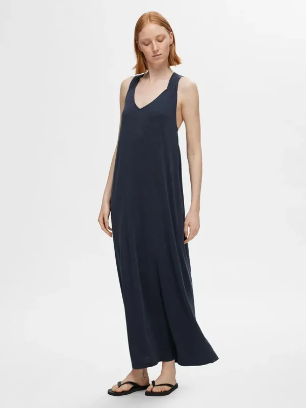 SELECTED KNUTPRYDD MIDIKLÄNNING Blue Fashion