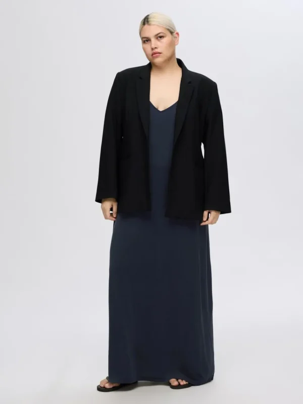 SELECTED KNUTPRYDD MIDIKLÄNNING Blue Fashion