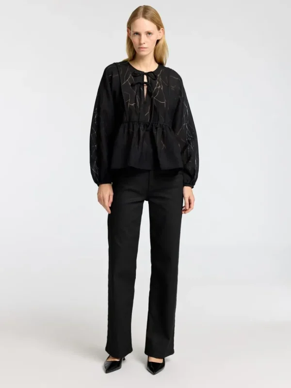 SELECTED KNYTNING FRAM LÅNGÄRMAD BLUS Black Sale
