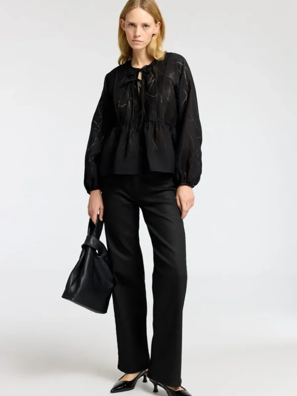 SELECTED KNYTNING FRAM LÅNGÄRMAD BLUS Black Sale