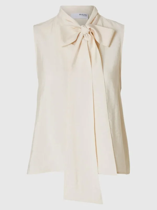 SELECTED KNYTNING I HALSEN ÄRMLÖS TOPP Beige Outlet