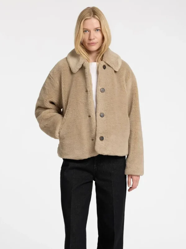 SELECTED KORT TEDDYJACKA Brown Clearance