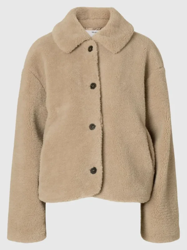 SELECTED KORT TEDDYJACKA Brown Clearance