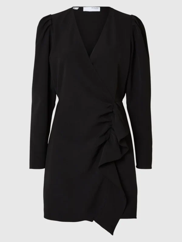 SELECTED KORT VOLANGPRYDD KLÄNNING Black Flash Sale