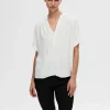 SELECTED KORTÄRMAD BLUS White Flash Sale