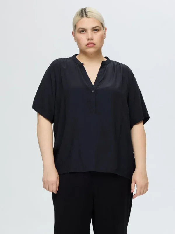 SELECTED KORTÄRMAD BLUS Blue Discount