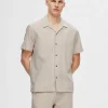SELECTED KORTÄRMAD BOMULL SKJORTA Beige Online