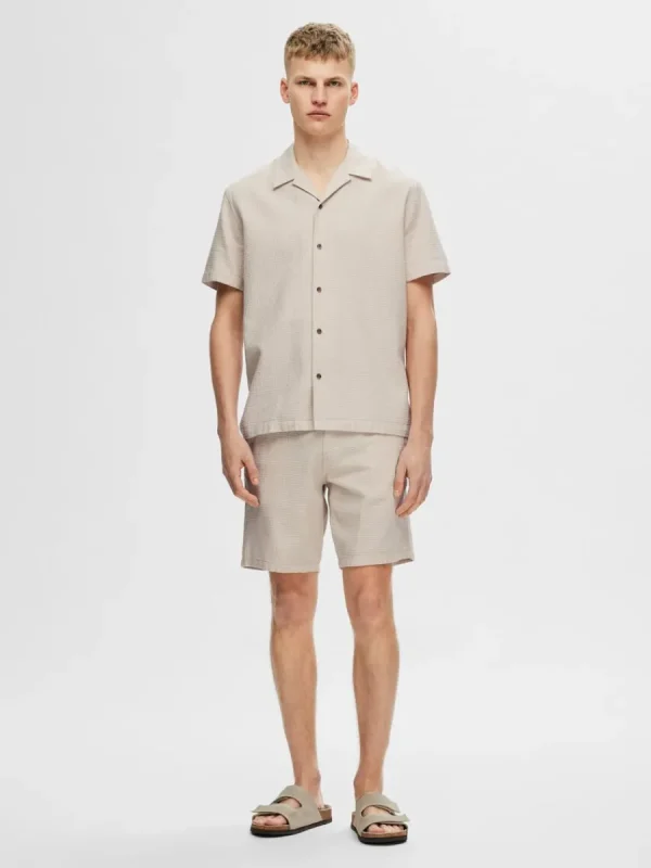 SELECTED KORTÄRMAD BOMULL SKJORTA Beige Online