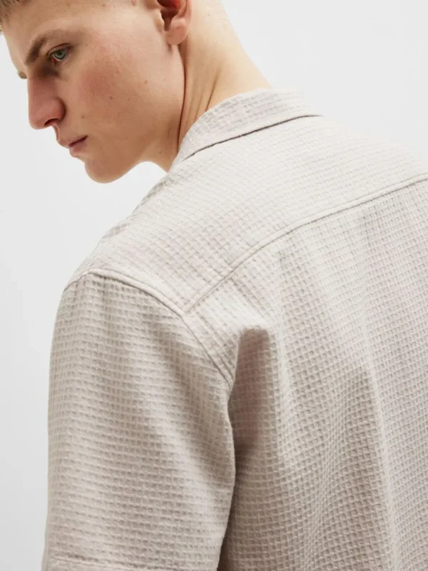 SELECTED KORTÄRMAD BOMULL SKJORTA Beige Online