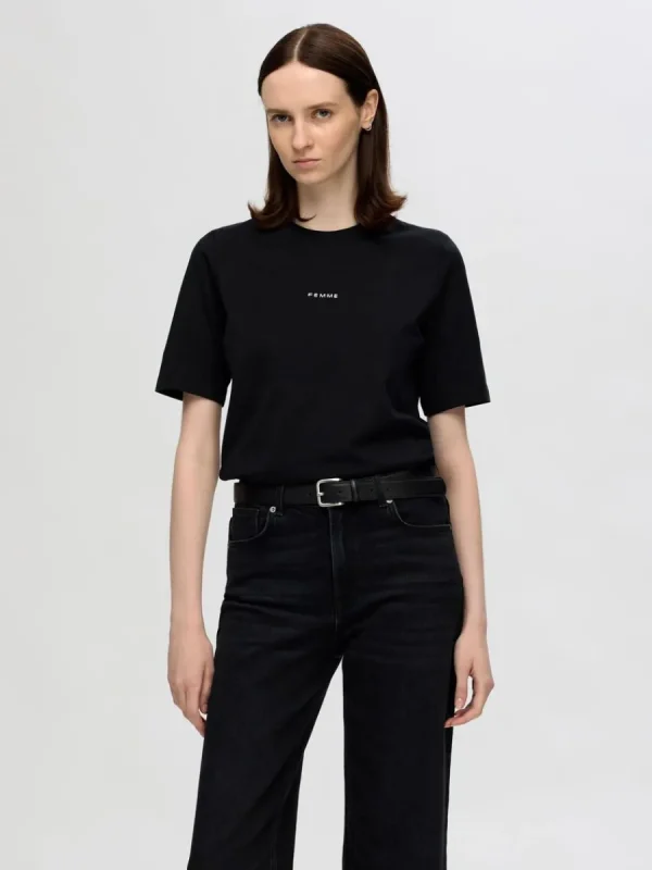 SELECTED KORTÄRMAD BOMULL T-SHIRT Black Best Sale