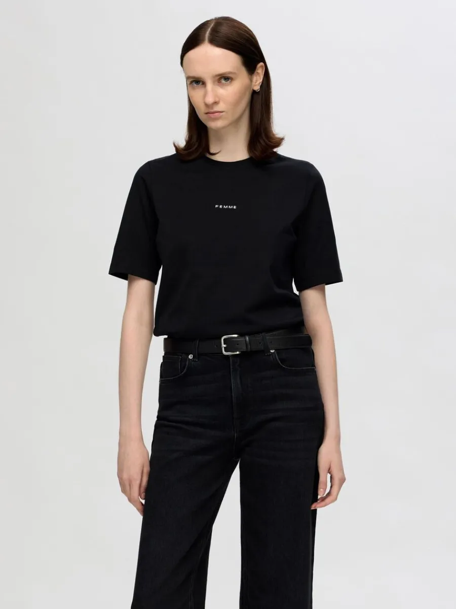 kortrmad_bomull_tshirt_0.webp SELECTED KORTÄRMAD BOMULL T-SHIRT Black Best Sale