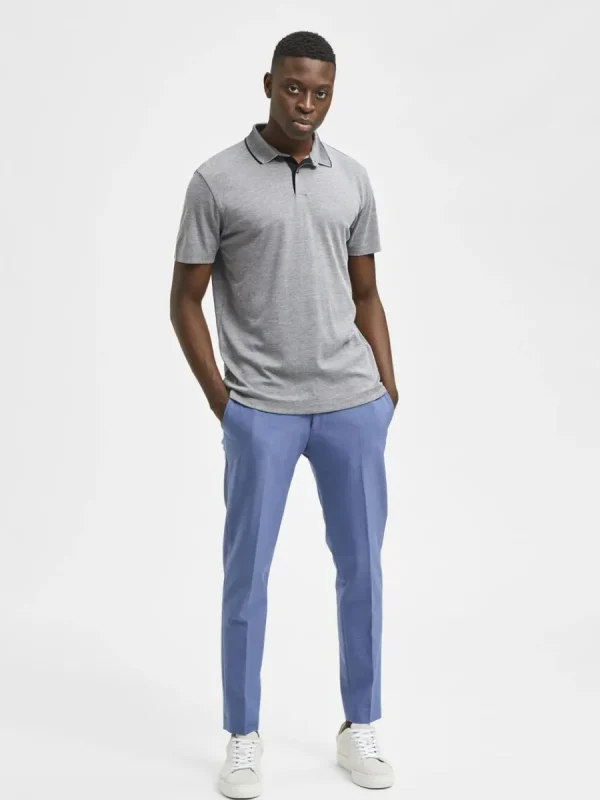 SELECTED KORTÄRMAD COOLMAX® PIKÉTRÖJA Grey Best