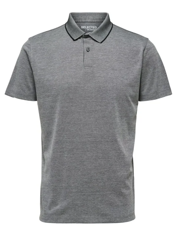 SELECTED KORTÄRMAD COOLMAX® PIKÉTRÖJA Grey Best