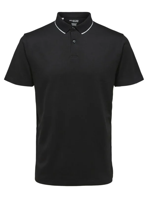 SELECTED KORTÄRMAD COOLMAX® PIKÉTRÖJA Black Online