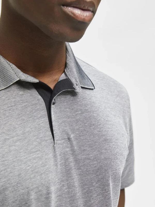 SELECTED KORTÄRMAD COOLMAX® PIKÉTRÖJA Grey Best