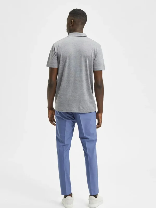 SELECTED KORTÄRMAD COOLMAX® PIKÉTRÖJA Grey Best