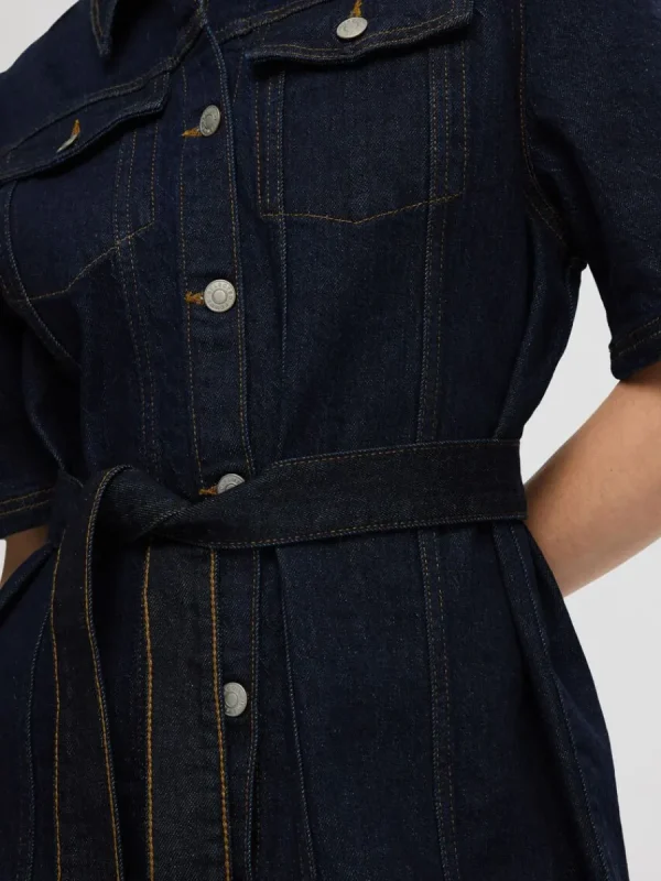 SELECTED KORTÄRMAD JEANSKLÄNNING Blue Store