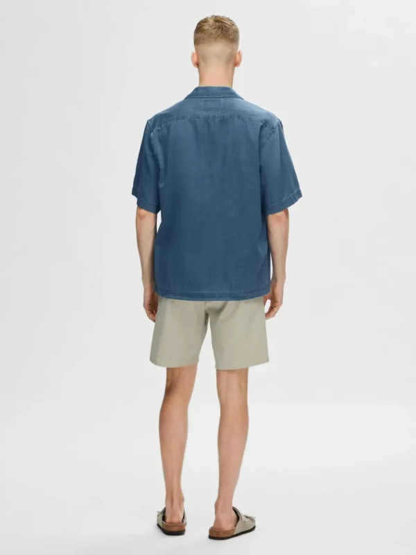 SELECTED KORTÄRMAD JEANSSKJORTA Blue Cheap
