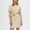 SELECTED KORTÄRMAD KORT KLÄNNING Beige Store