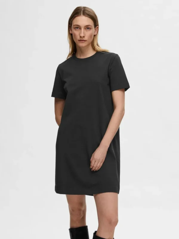 SELECTED KORTÄRMAD KORT KLÄNNING Black Outlet