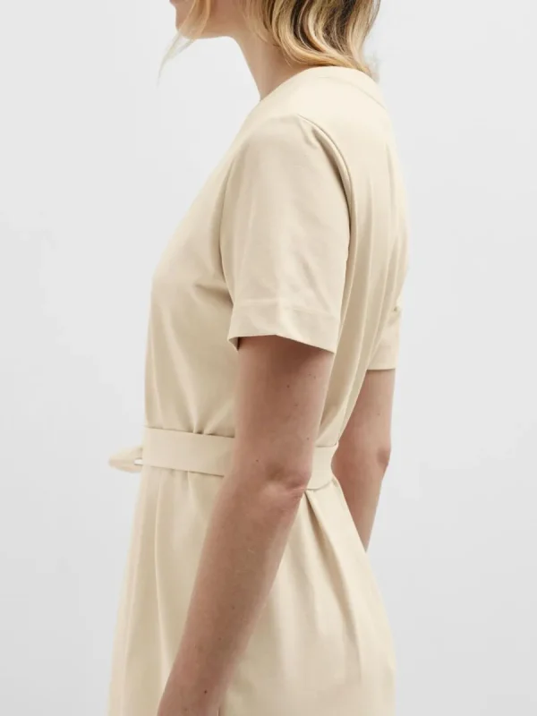 SELECTED KORTÄRMAD KORT KLÄNNING Beige Store