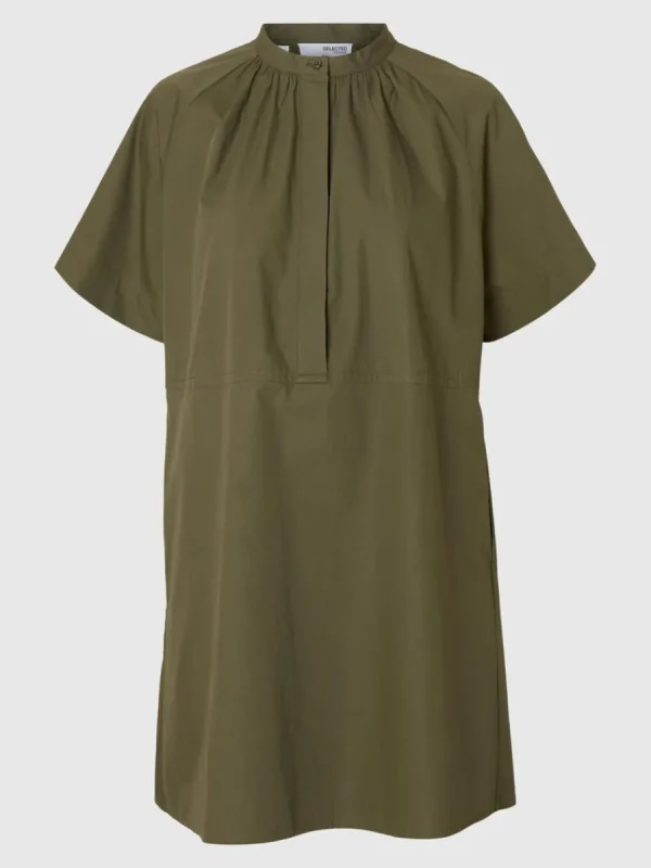 SELECTED KORTÄRMAD KORT KLÄNNING Green Fashion