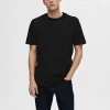 SELECTED KORTÄRMAD MED AVSLAPPNAD PASSFORM T-SHIRT Black Best Sale