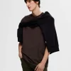 SELECTED KORTÄRMAD MED AVSLAPPNAD PASSFORM T-SHIRT Brown Store