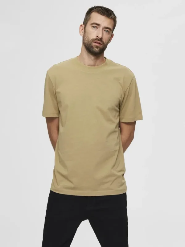 SELECTED KORTÄRMAD MED AVSLAPPNAD PASSFORM T-SHIRT Brown Outlet