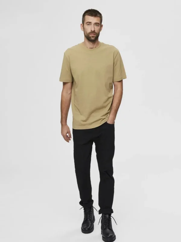 SELECTED KORTÄRMAD MED AVSLAPPNAD PASSFORM T-SHIRT Brown Outlet