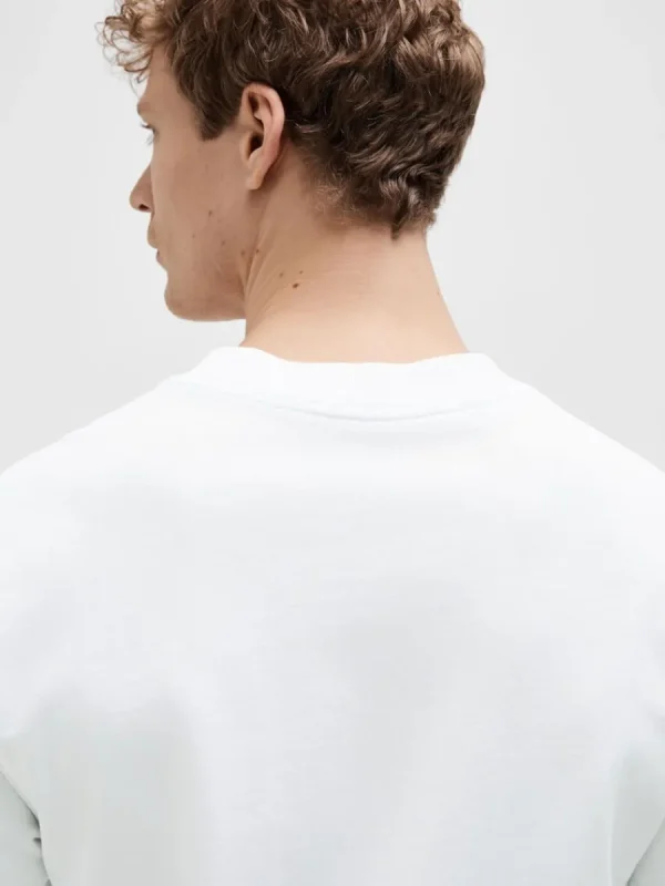 SELECTED KORTÄRMAD MED AVSLAPPNAD PASSFORM T-SHIRT White Flash Sale
