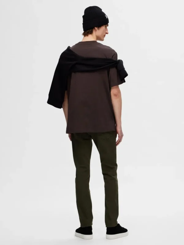 SELECTED KORTÄRMAD MED AVSLAPPNAD PASSFORM T-SHIRT Brown Store