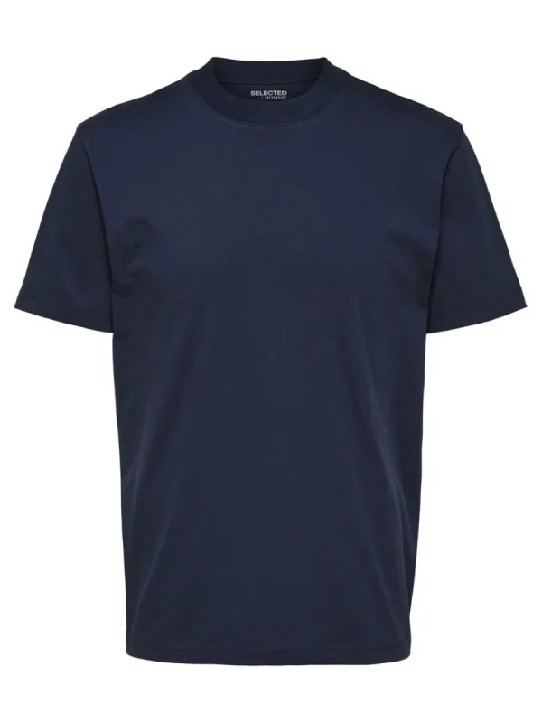 SELECTED KORTÄRMAD MED AVSLAPPNAD PASSFORM T-SHIRT Blue Hot