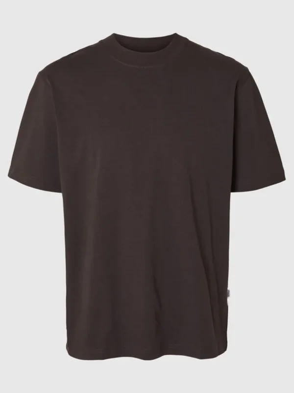 SELECTED KORTÄRMAD MED AVSLAPPNAD PASSFORM T-SHIRT Brown Store